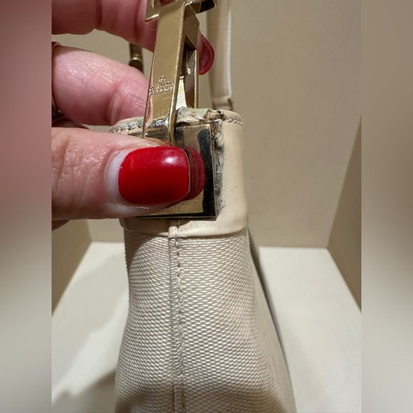 GUCCI Sherry Line Shoulder Bag Canvas Patent leather White - Picture 6 of 12